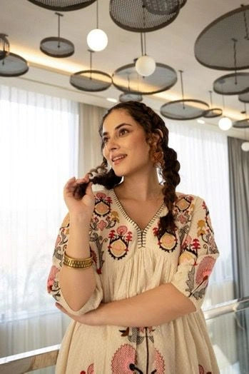 Elegant Pink and White Women’s Dress