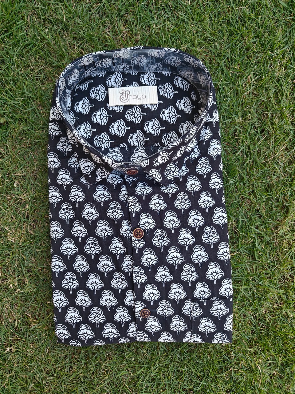Printed Black Regular Fit Casual Shirt (Full Sleeves)