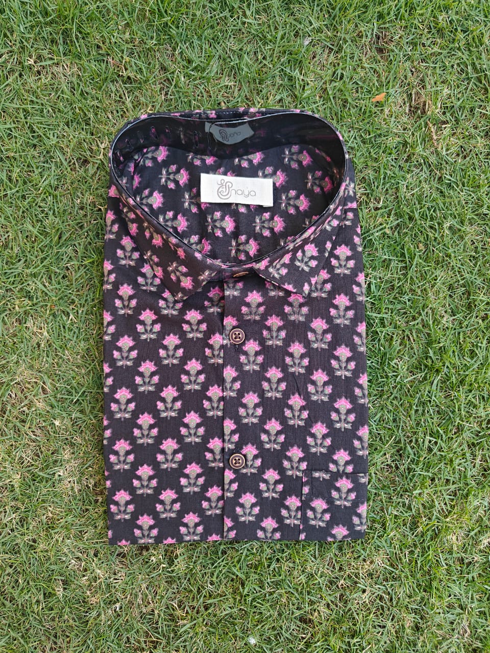 Printed Black Regular Fit Casual Shirt (Half Sleeves)
