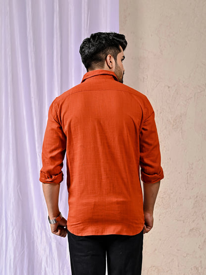 Everyday rust linen shirt men