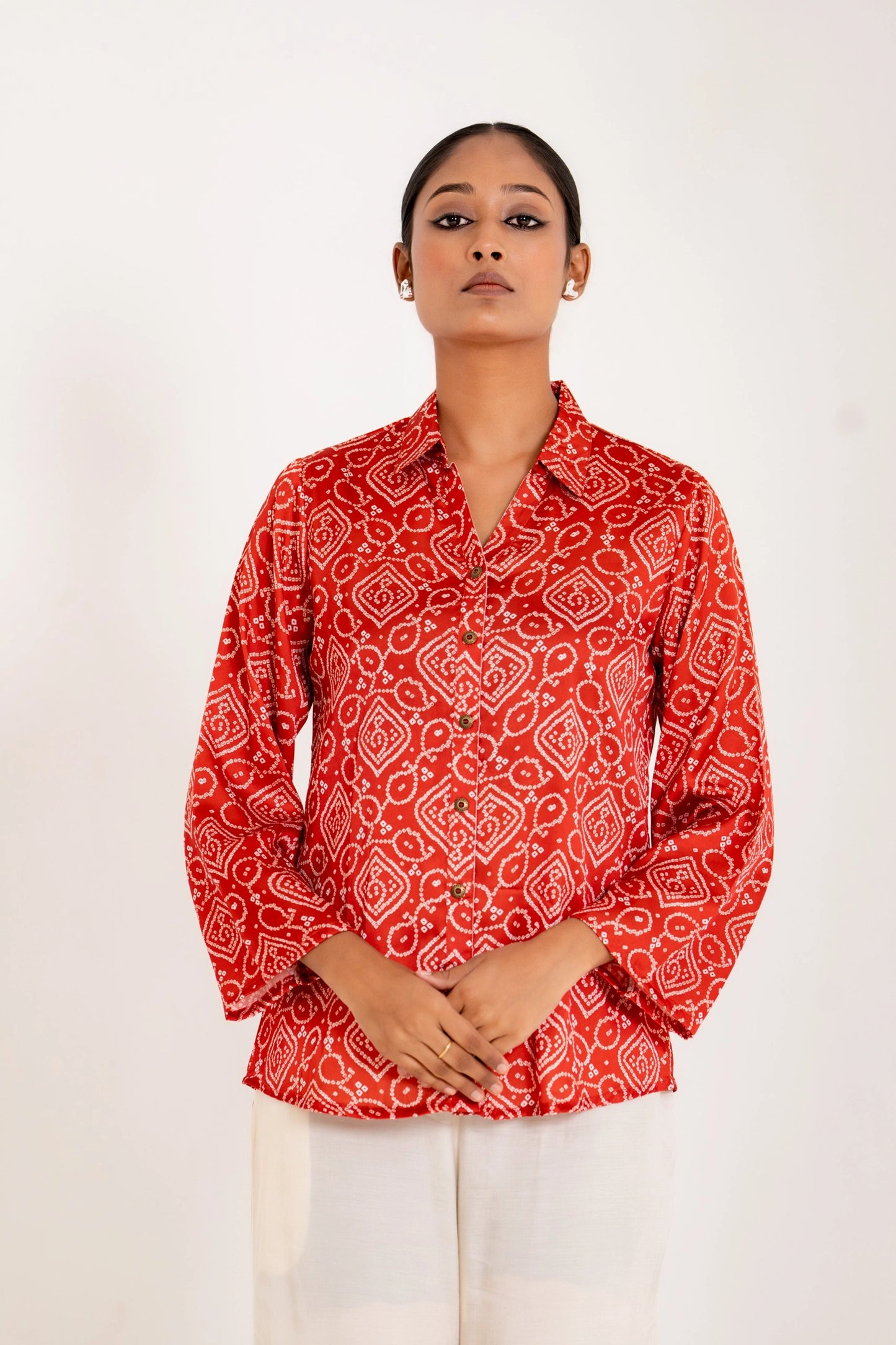 rust soft crepe bhandej top