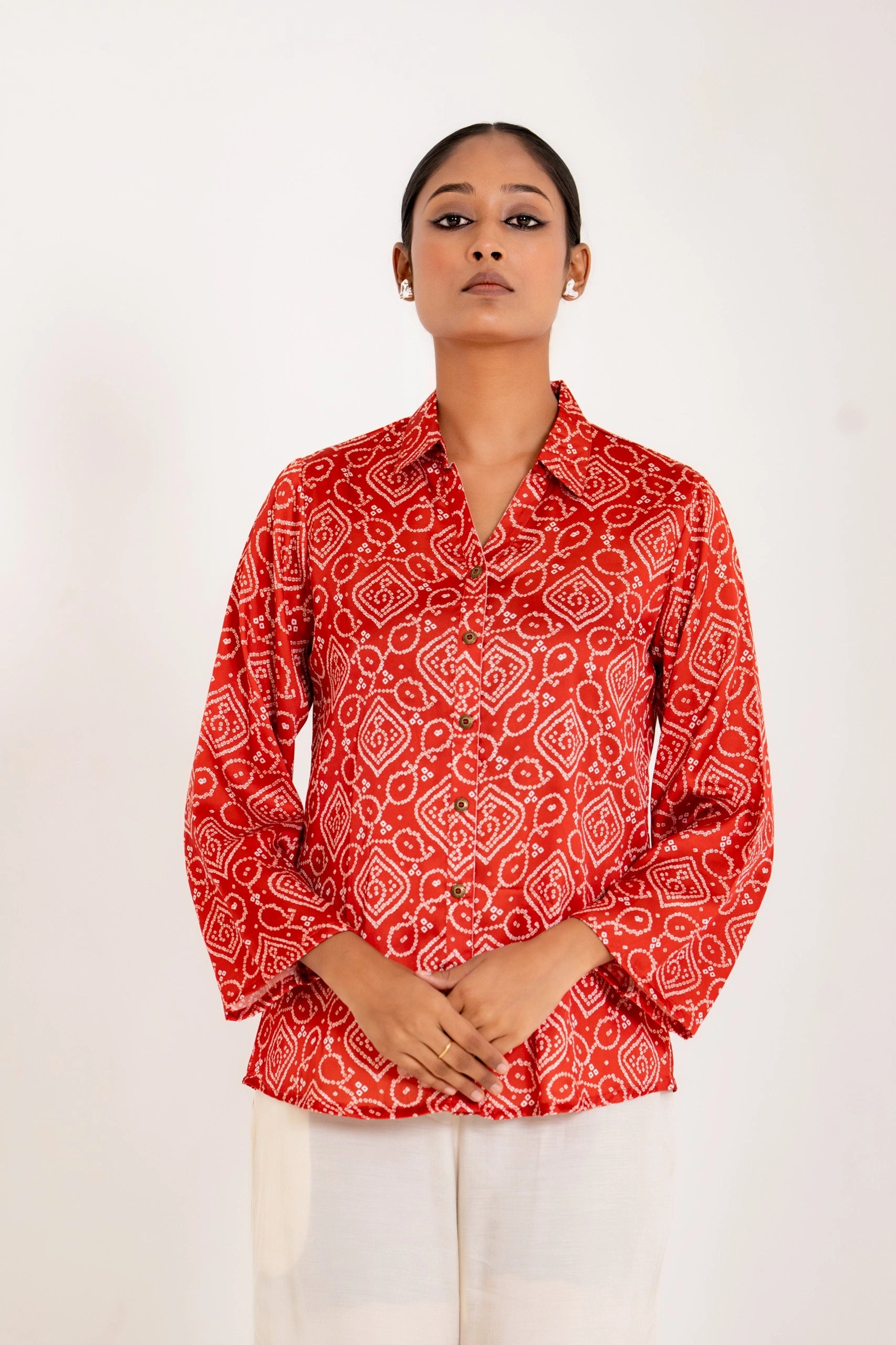 rust soft crepe bhandej top