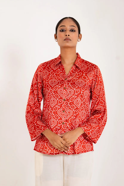 rust soft crepe bhandej top