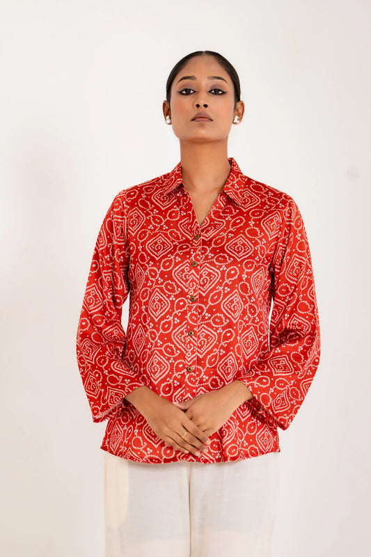 rust soft crepe bhandej top