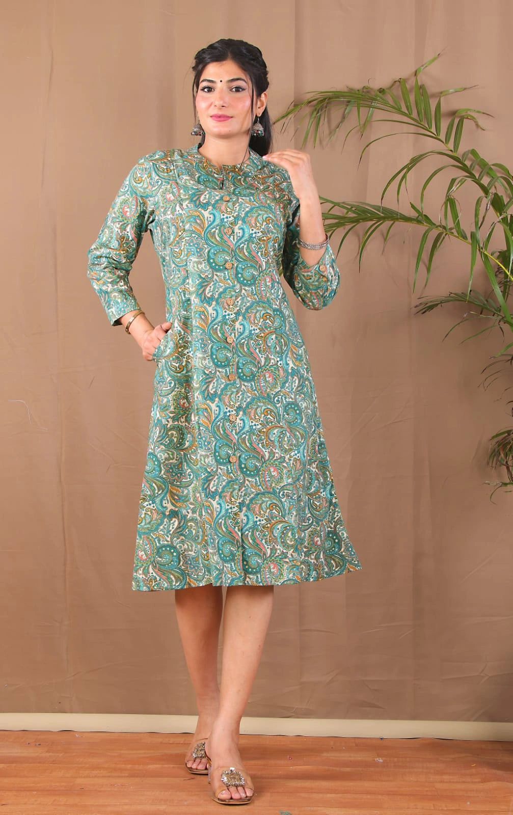 sea green kurta women casual look
