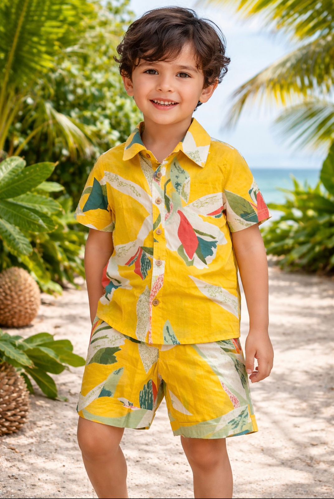 Tropical Print Cotton Shirt Pant Co-Ord Set – Shreenaya