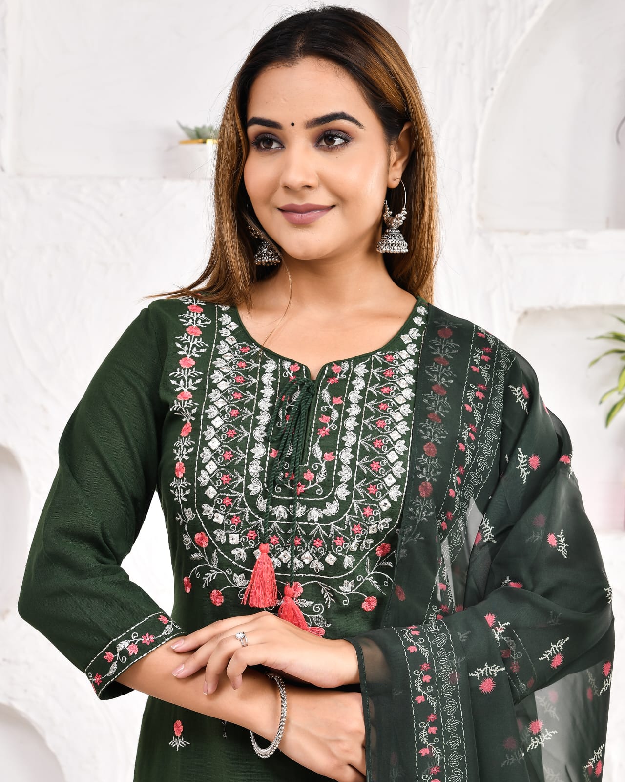 Green Printed Kurta Pant Dupatta