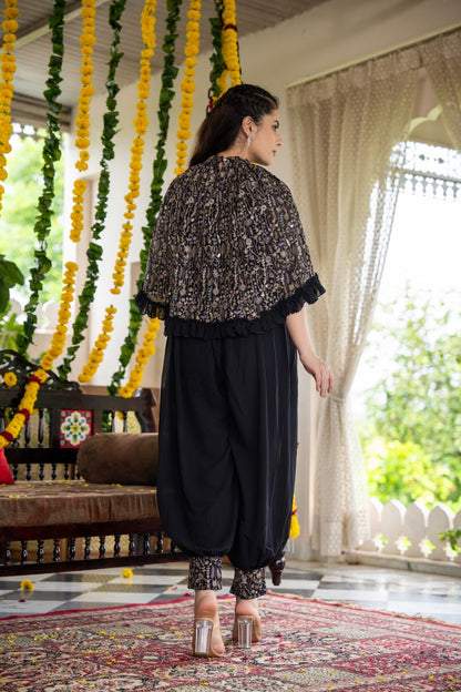 Black Kaftan Style Embellished Muslin Co-Ord set