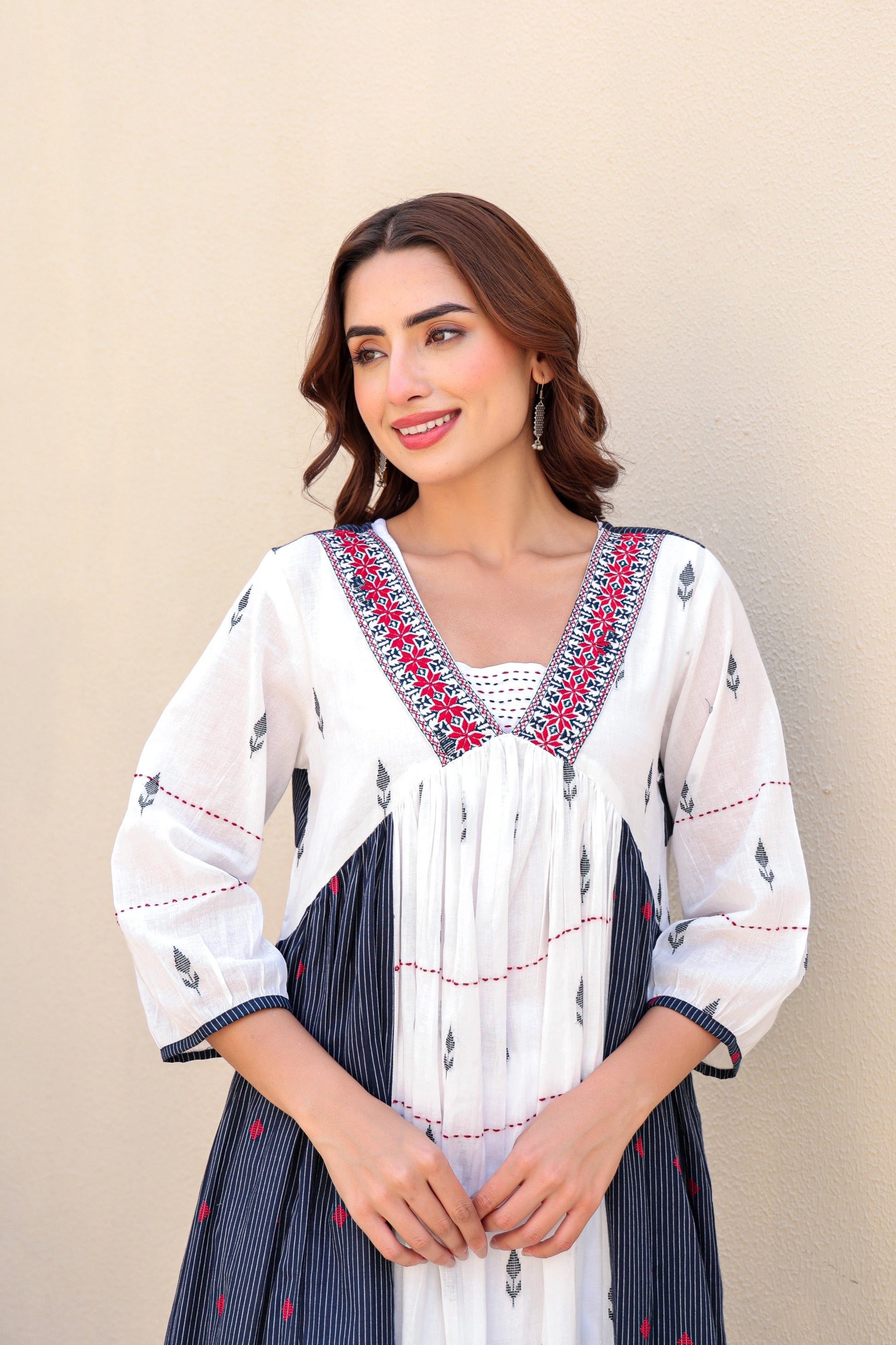 Breathable cotton A-line kurta set