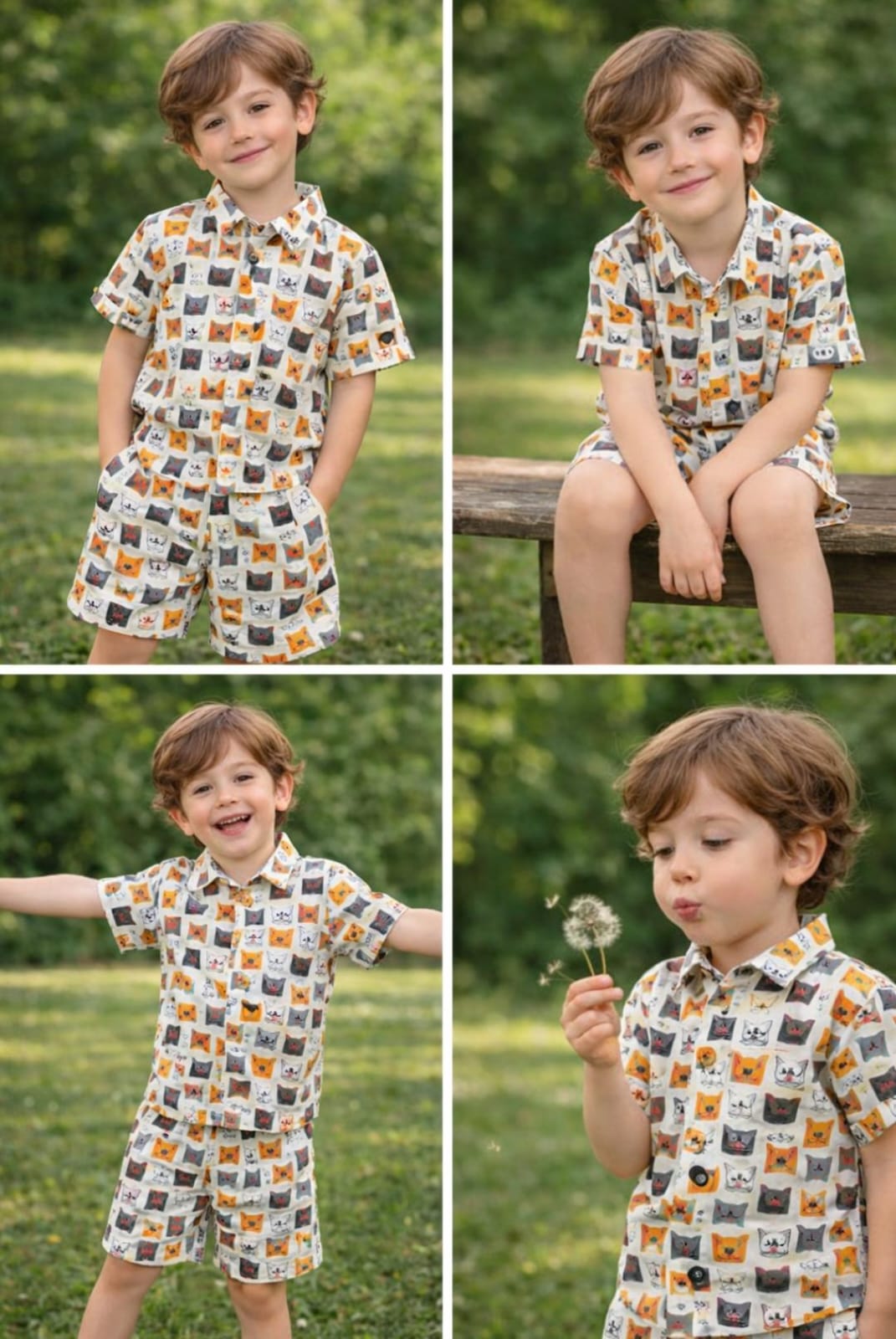 White Cotton Animal Print Shirt Fabric Detail