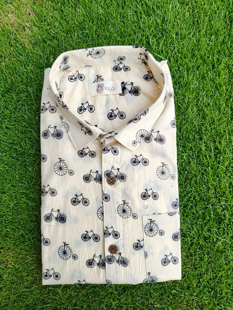 Trendy men’s cycle print shirt fashion