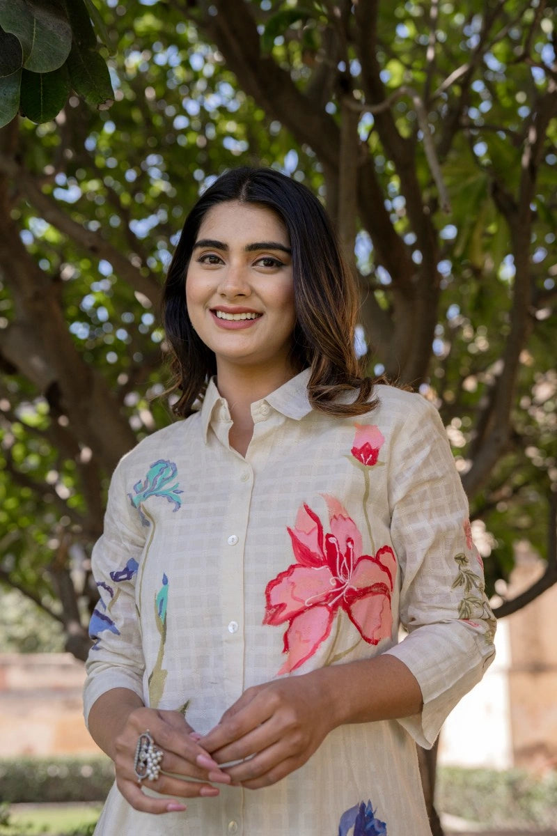 Trendy white ethnic co-ord set fashion