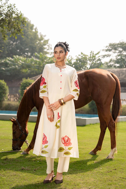 Casual hand painted co-ord set for ladies