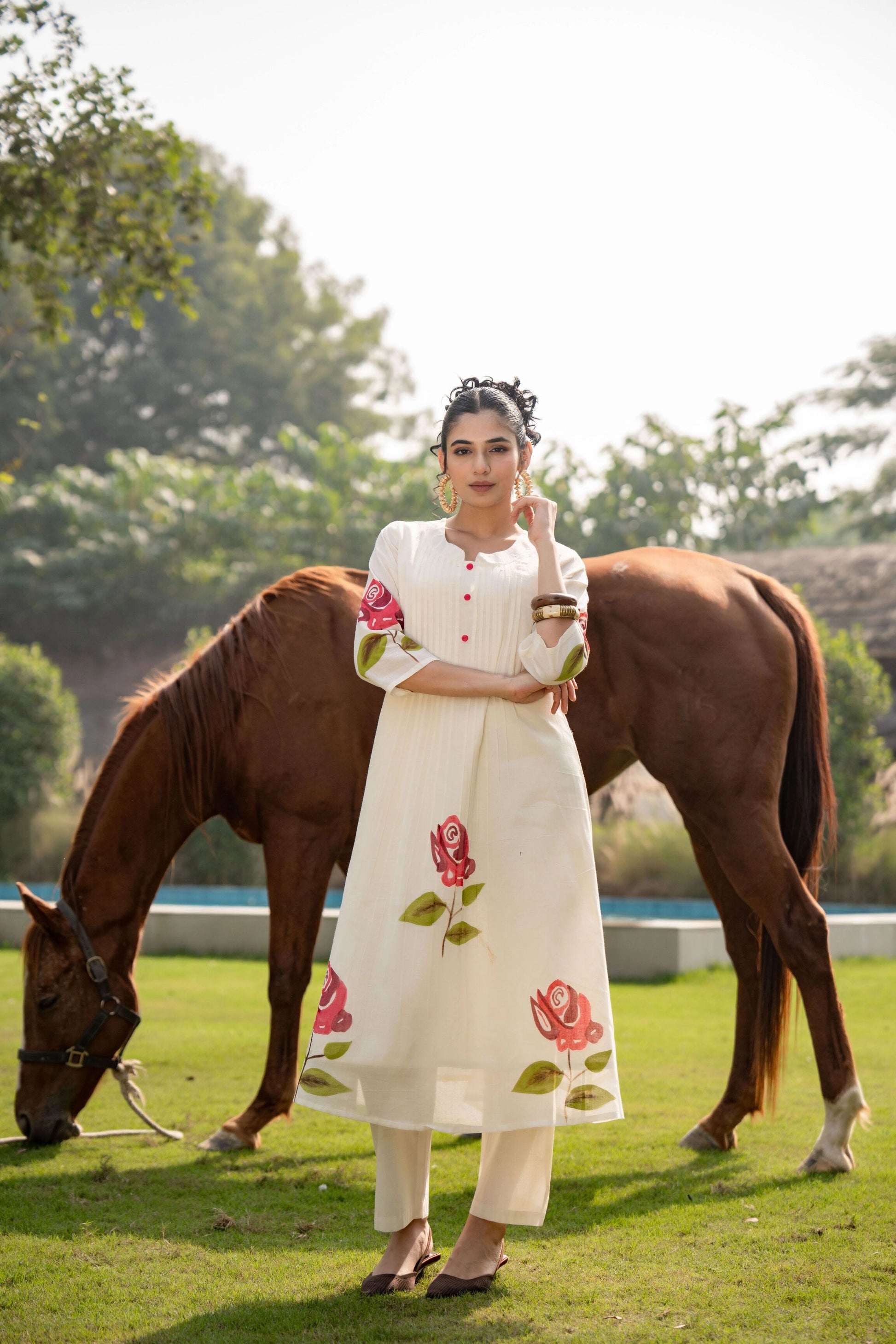 Women’s long co-ord set with hand painted design