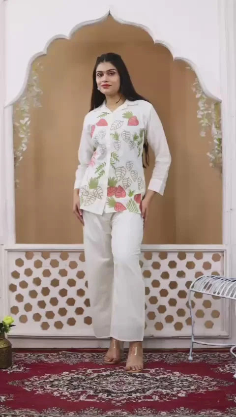 White Malmal Embroidered Co-Ord Set