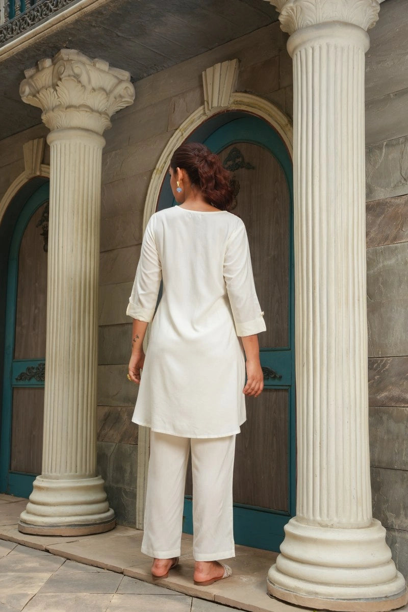Women’s white cotton malmal co-ord set