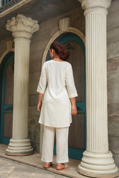 Women’s white cotton malmal co-ord set