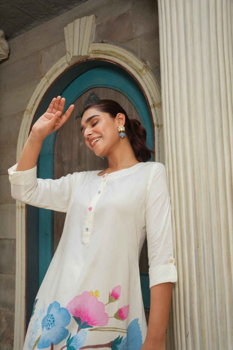 Shreenaya white malmal co-ord set online