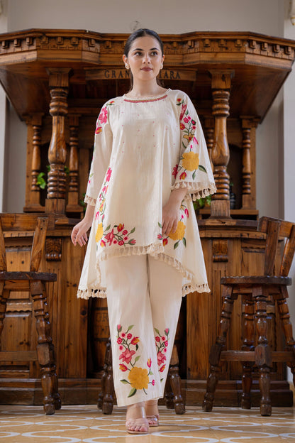Shreenaya white embroidery set women