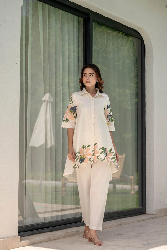 Women’s white patchwork co-ord set outfit