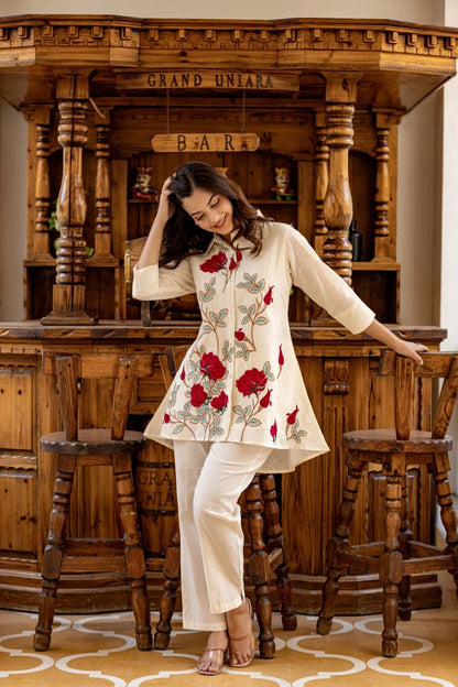 Breathable cotton floral kurta set
