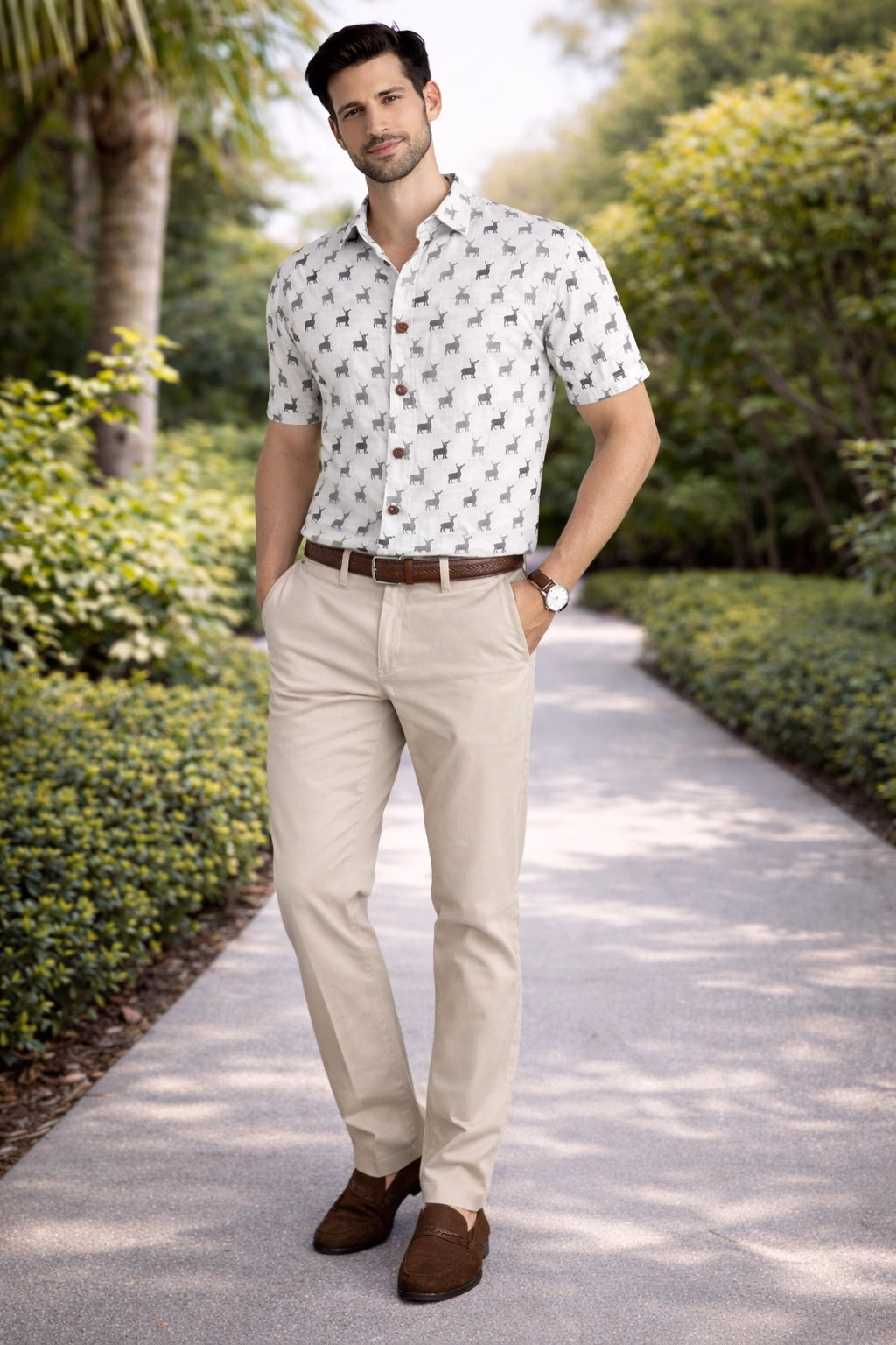 Stylish white graphic shirt for men