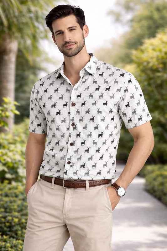 Shreenaya men’s white reindeer shirt