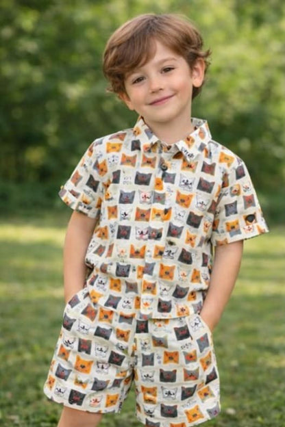 Men White Cotton Animal Print Regular Fit Shirt