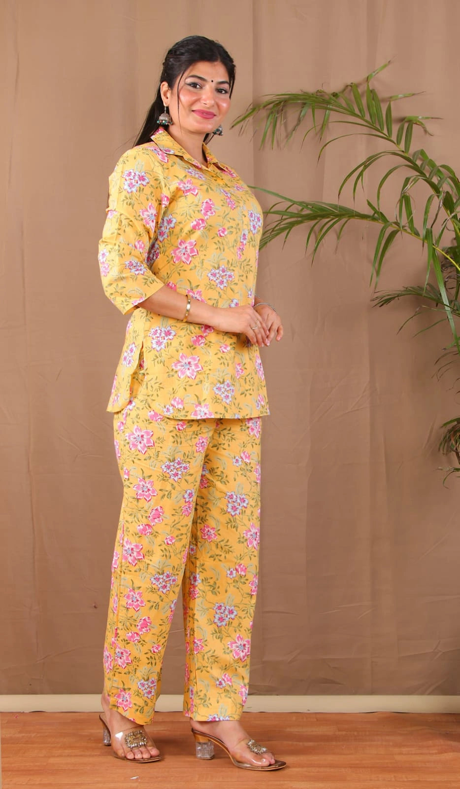 Summer casual yellow floral co-ord set