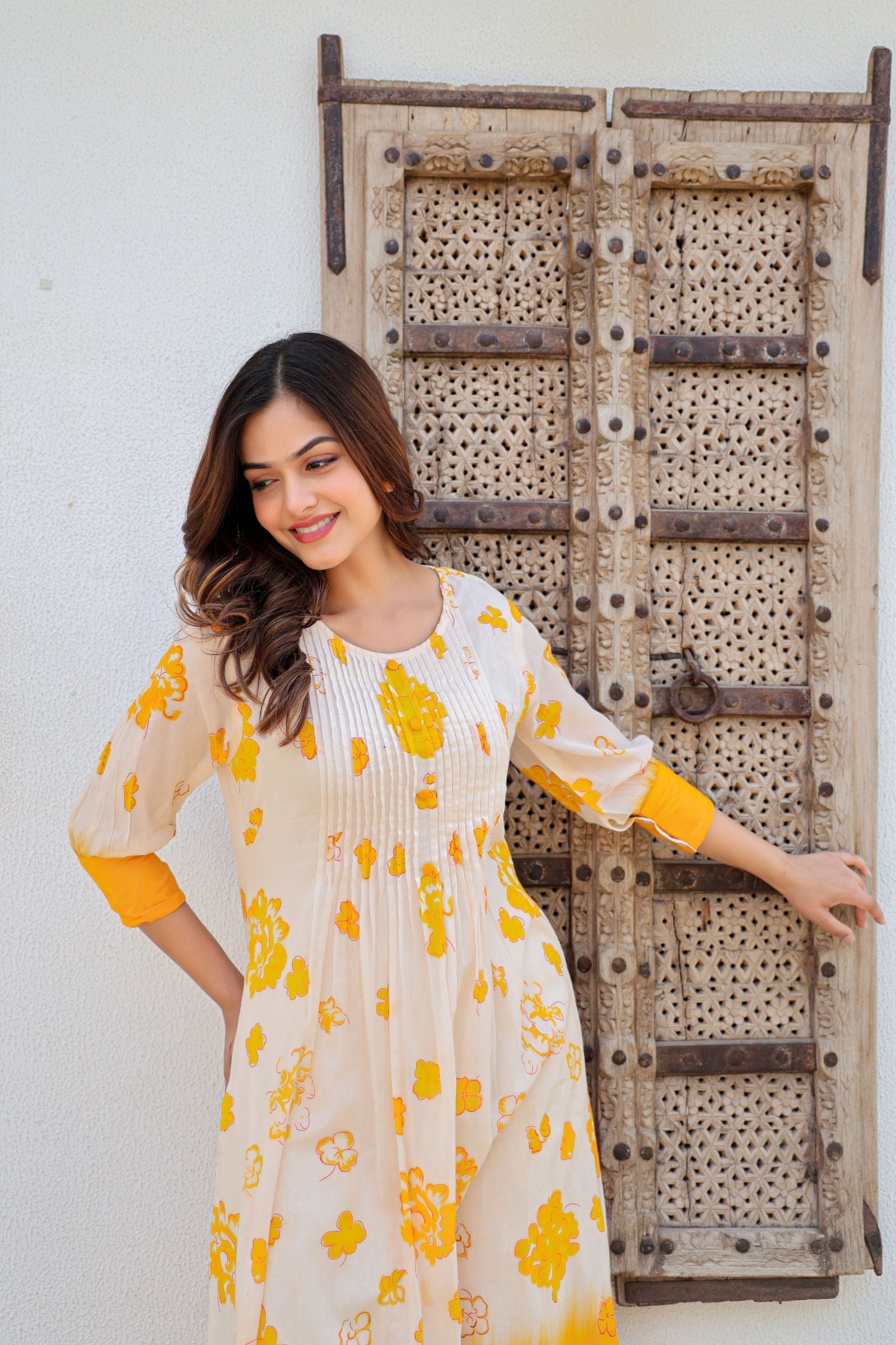 Designer yellow printed co-ord set