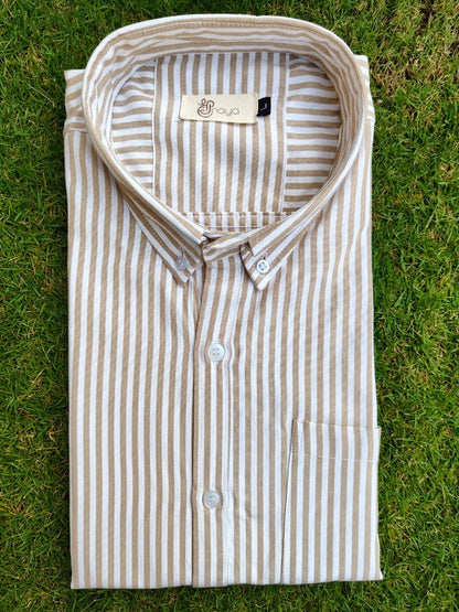 yellow striped oxford shirt fabric detail SHreenaya