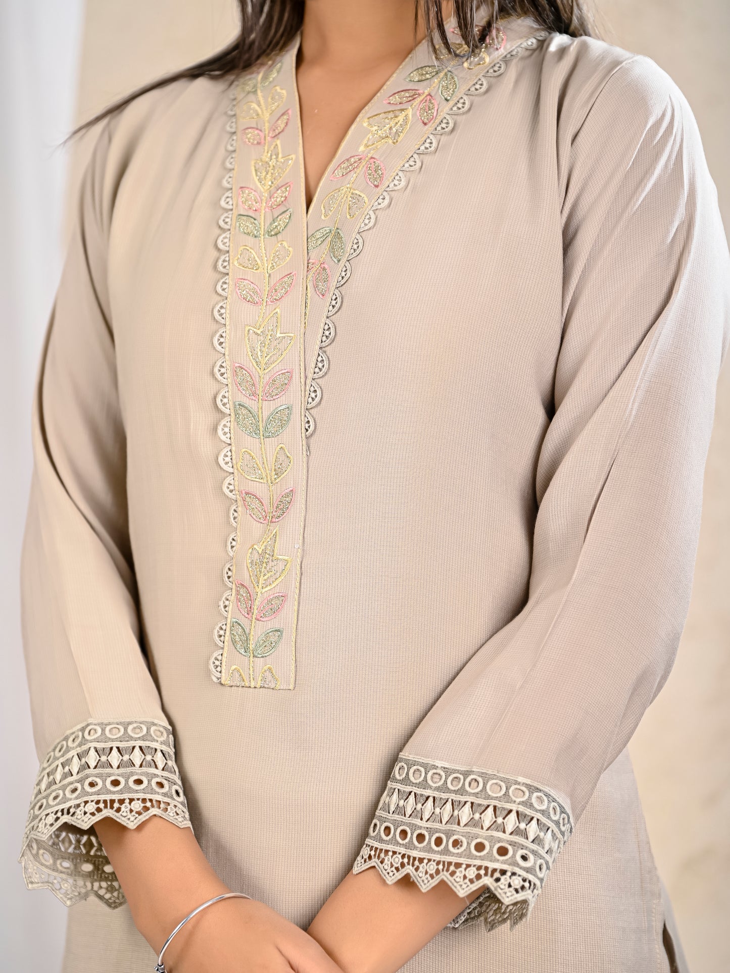 beige kurta set daily wear cotton outfit
