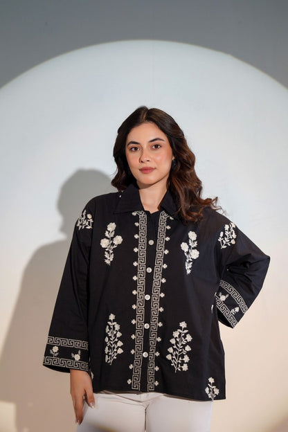 black embroidered shirt women
