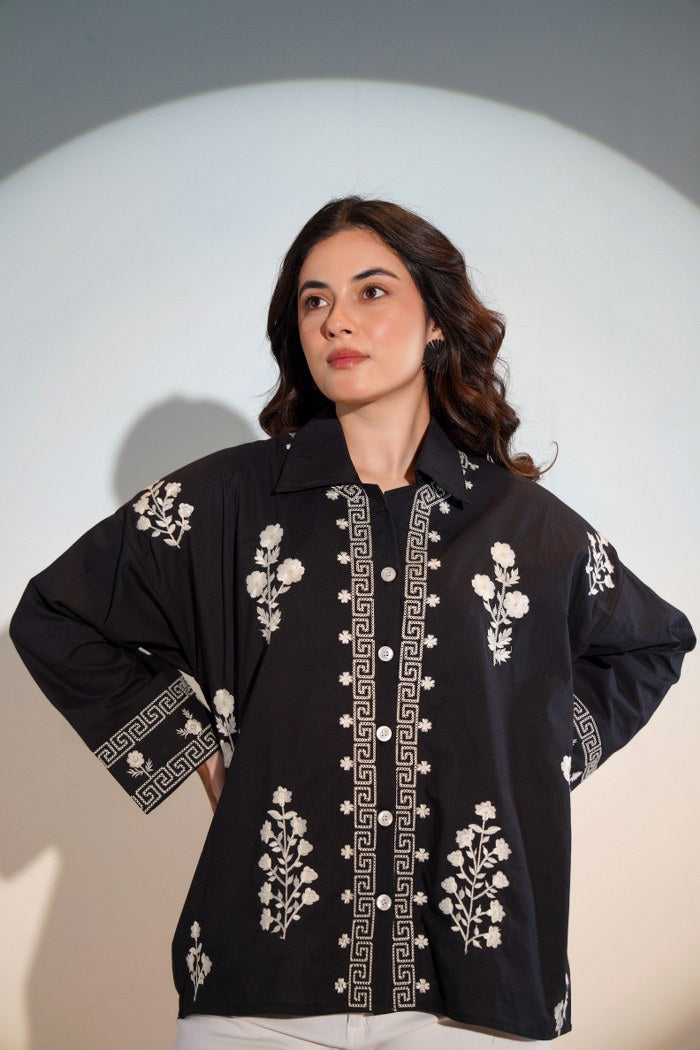 black cotton shirt women