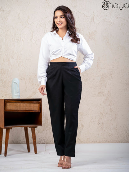 Stylish black linen pants summer outfit women