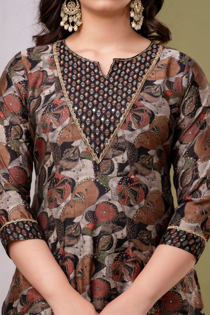 black Roman silk kurta set premium outfit