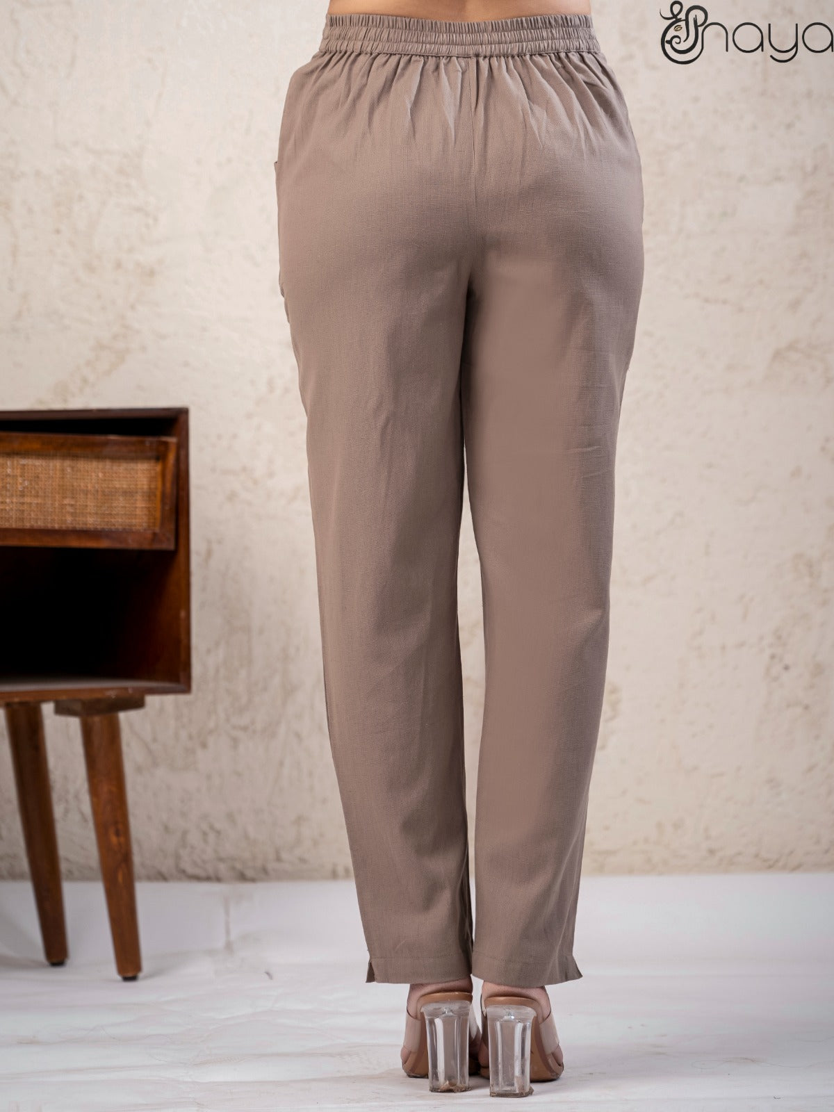 Soft cotton linen cement grey pants stylish look