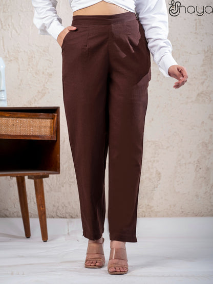 Stylish chocolate brown linen pants summer outfit women