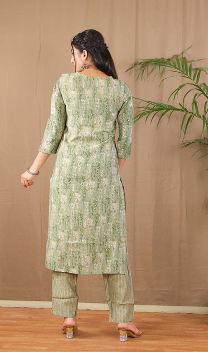 women green ethnic pittan kurta set premium style