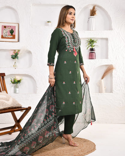 green kurta pant dupatta festive outfit