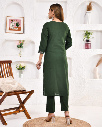 green cotton kurta set daily wear outfit