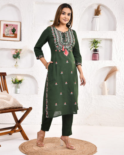 green cotton kurta set daily wear outfit