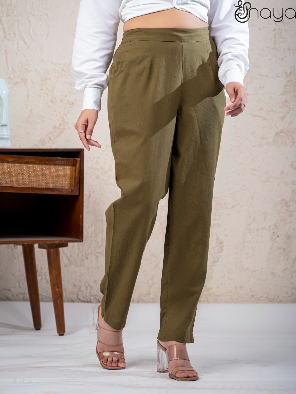 Stylish mehandi linen pants summer outfit women