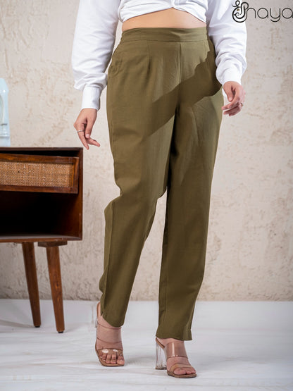 Stylish mehandi linen pants summer outfit women