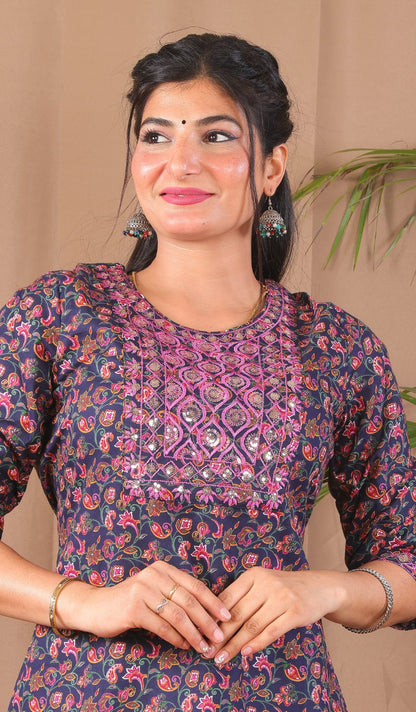 Elegant navy blue kurta pant dupatta daily wear
