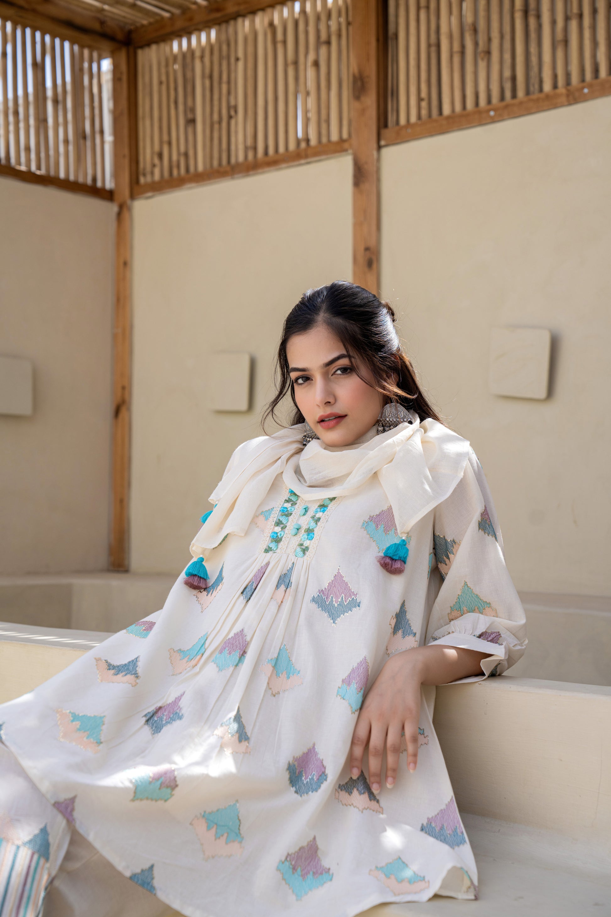 Comfortable pastel cotton kurta set daily wear women