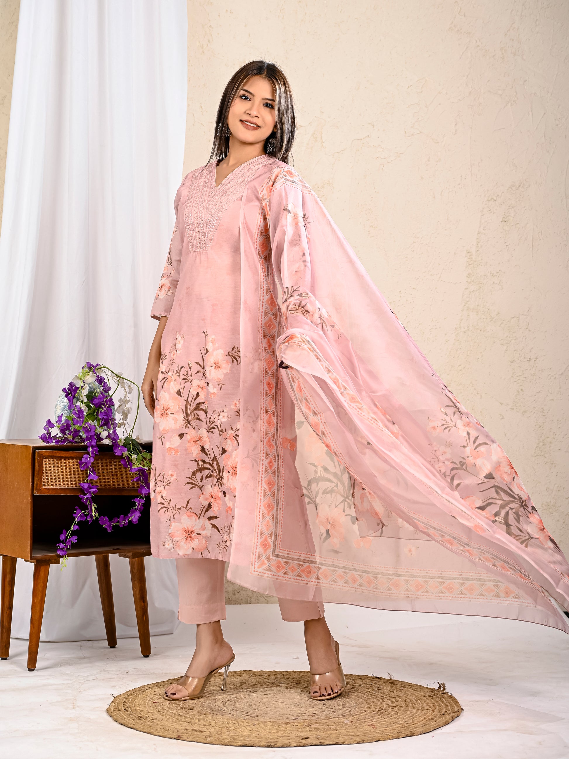 peach cotton kurta set women daily wear outfit