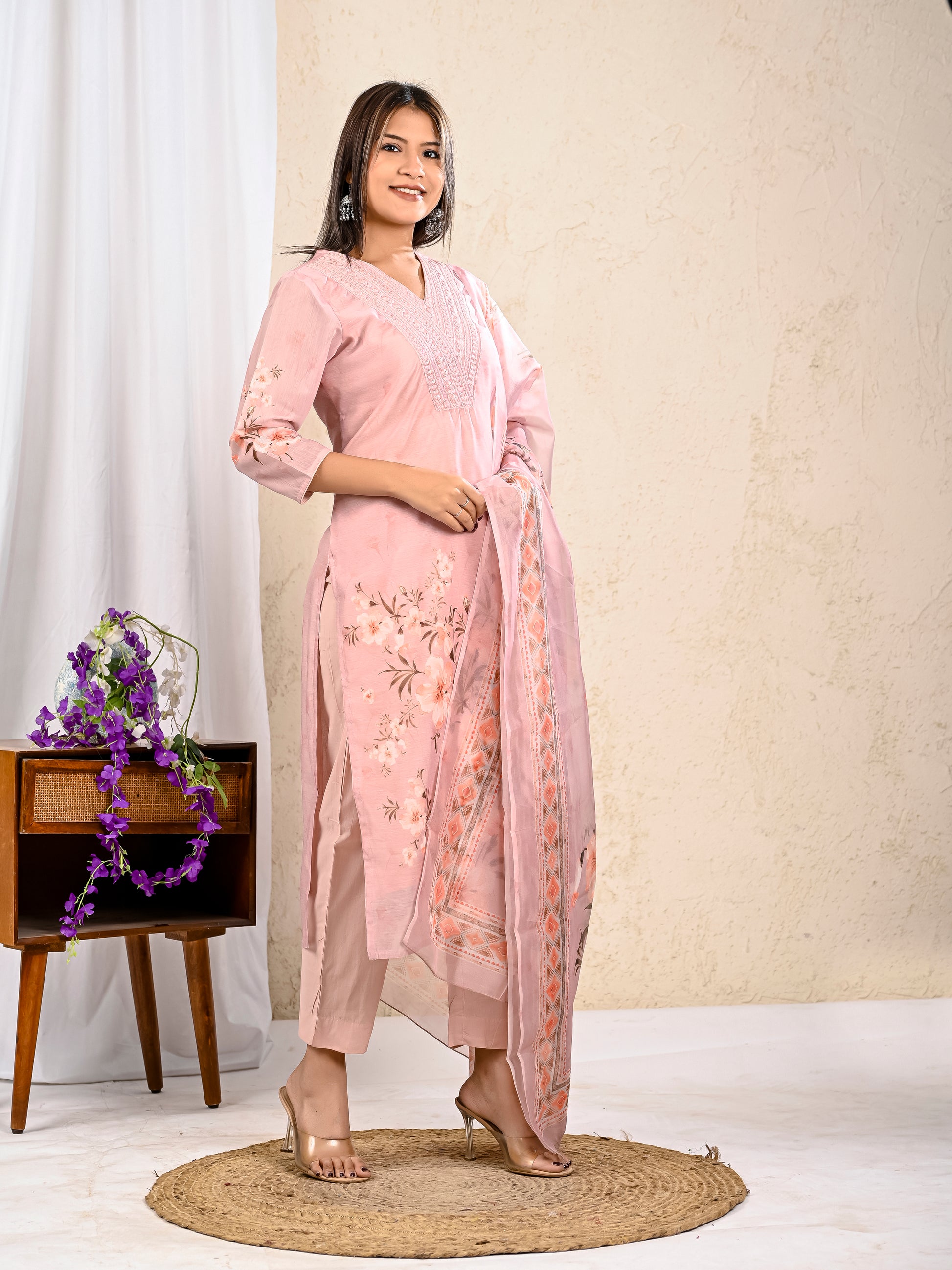 peach kurta pant dupatta trendy ethnic design