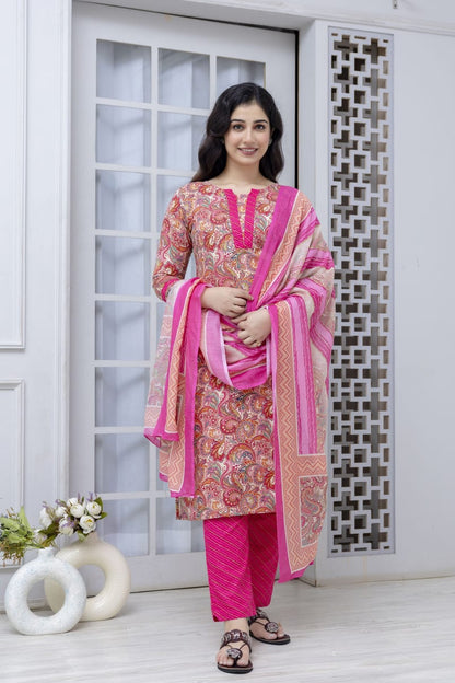 pink kurta pant dupatta festive wear look