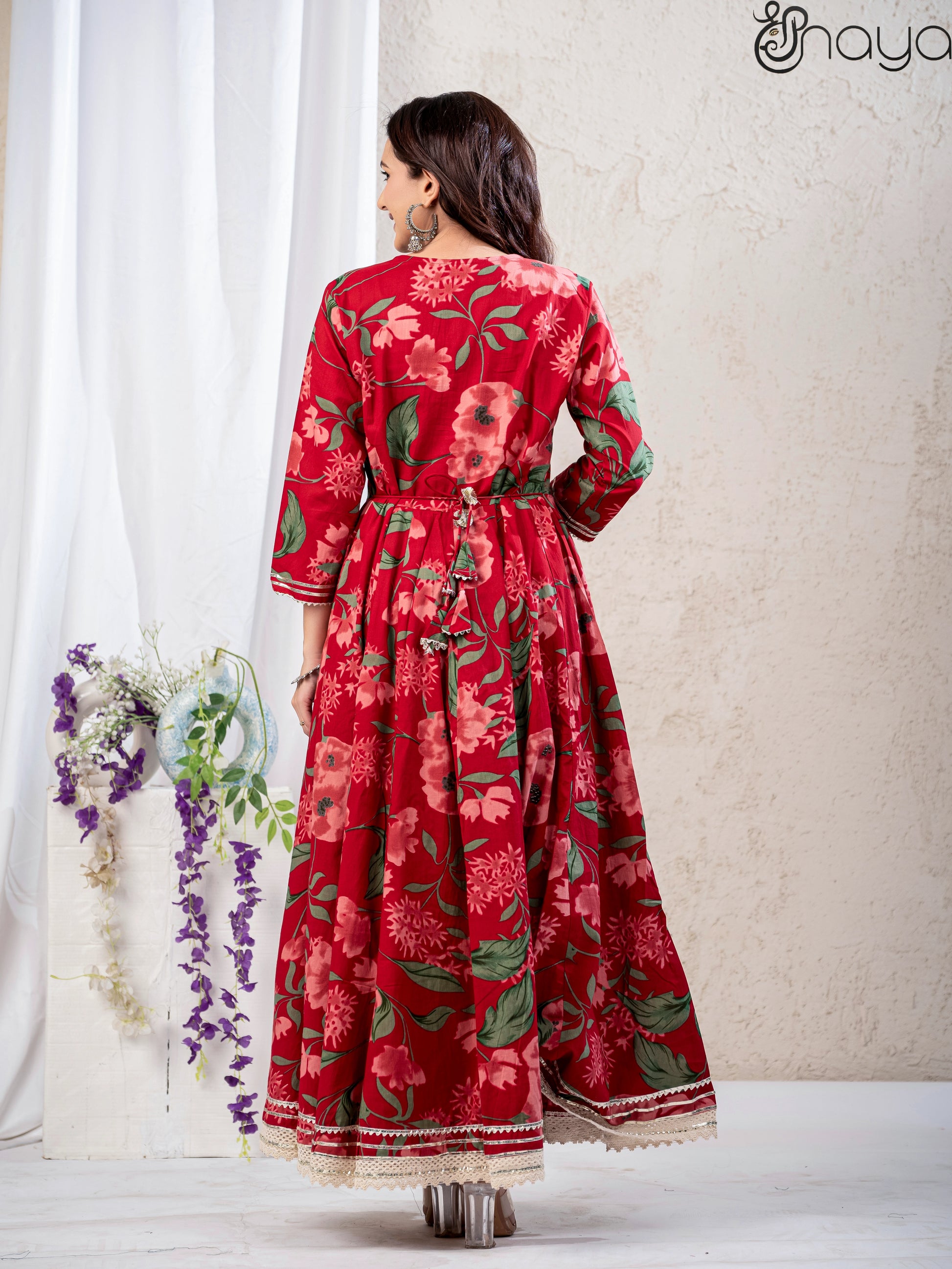 Buy Red Anarkali Suit Set Online | Shreenaya